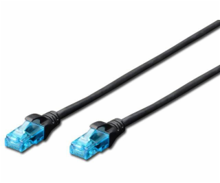 Patch cord U/UTP kat.5e PVC 0,25m Czarny