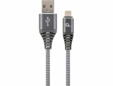 Gembird USB kábel USB 2.0 kábel (AM/microUSB M) 2m grafitovo biely textilný oplet Gembird