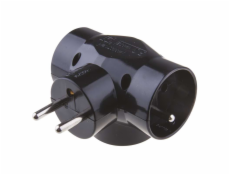 Rozbočovacia zásuvka 3× guľatá, čierna