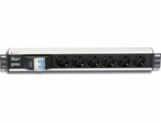 Techly Power strip 19 1.5U, 250V, 16A, 6x Schuko, 3m, inštalačný vypínač (023233)