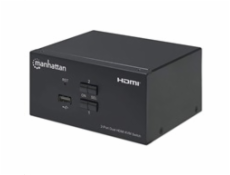 Manhattan HDMI prepínač, 2-Port Dual-Monitor HDMI KVM Switch, 4K @ 30Hz, čierna
