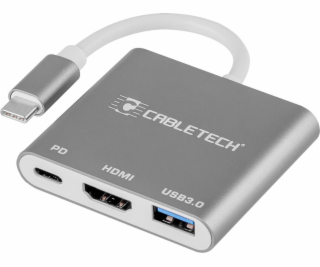 Adaptér CABLETECH USB C na HDMI 2.0, USB 3.0, C, A