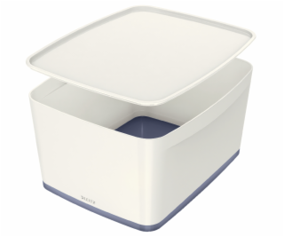 LEITZ Úložný box s vekom MyBox, veľkosť L, biela/sivá