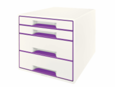 Zásuvkový box Leitz WOW CUBE, 4 zásuvky, purpurová