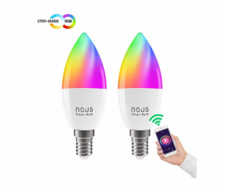 Smart sada LED žárovek E14 4,5W RGB NOUS P4/2pack WiFi Tuya