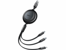 Baseus CAMJ010001 Bright Mirror Kábel 3v1 MicroUSB/USBC/Lightning 3,5 A 1.1m Black