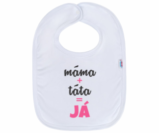 Kojenecký bavlněný bryndák New Baby máma+táta=JÁ růžový