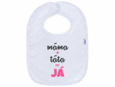 Kojenecký bavlněný bryndák New Baby máma+táta=JÁ růžový