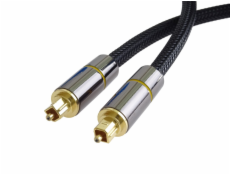 PremiumCord Optický audio kabel Toslink, OD:7mm, Gold-metal design + Nylon 2m