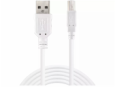 Sandberg USB-A(M) do USB-B(M) 2.0 kabel, 1.8 m, bílý