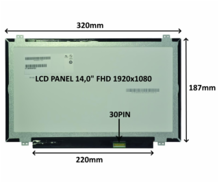 LCD PANEL 14,0  FHD 1920x1080 30PIN MATNÝ IPS / ÚCHYTY NA...