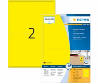 Farebné etikety Herma A4, 199,6 x 143,5 mm, žlté, permane...