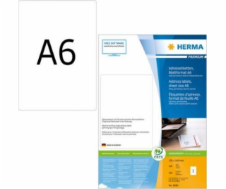 Herma Adresné štítky PREMIUM A6, 105 x 148 mm, biele, trv...