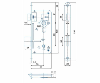 Zámok zadlabací 80/90 - kľúč 536PL