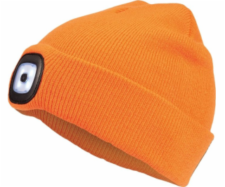 Čepice s čelovkou LED oranžová (USB nabíjení)