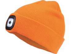 Čepice s čelovkou LED oranžová (USB nabíjení)