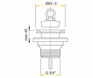 Výpust umývadla 5/4x63mm nerez vršok A31