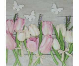 Obrúsky 3-vrstvové 20 ks JARNÉ TULIPÁNY