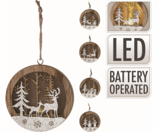 Ozdoba vianočné svietiace LED mix druhov drevo