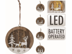 Ozdoba vianočné svietiace LED mix druhov drevo