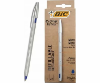 Bic Cristal Re new Metal Blue + 2 Cappings (405477)