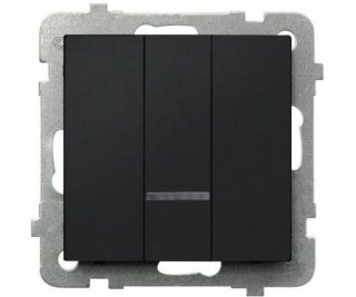 Ospel Trojitý spínač Sonata 10AX IP20 čierna metalíza (LP...