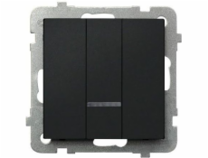 Ospel Trojitý spínač Sonata 10AX IP20 čierna metalíza (LP-13RS/m/33)