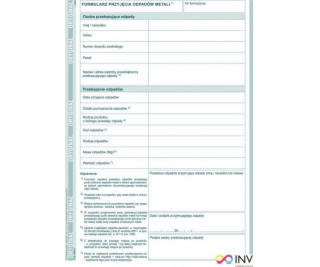 Michalczyk & Prokop Formulár príjmu kovového odpadu E03-3