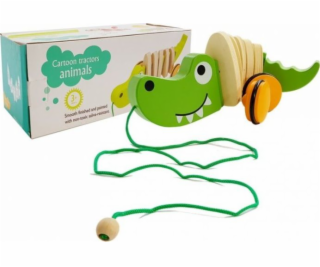 Leantoys dřevěný krokodýl na kolech (7243)