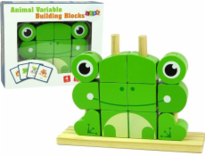 Lean Sport kreatívne priestorové drevené kocky 3D puzzle žaba