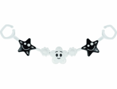 Přívěsek s černobílým vozíkem 2 hvězdičky a květina