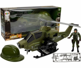 Leantoys Vojenská figurka - vrtulník, helma a voják (7877)