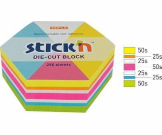 Stickn Notes šesťuholník, 61x70mm, mix 5 farieb neón + bi...