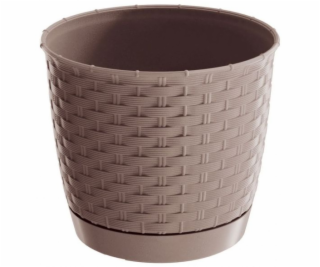 Květináč 165 mm mocca RATOLLA ROUND imitace pleteného ratanu