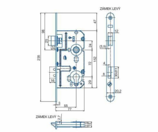 Zámek zadlabací K221 L Zn