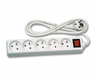 Přívod prodlužovací 3 m 5 zásuvek - vypínač 10A