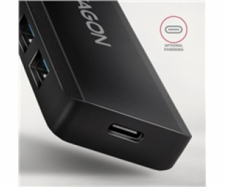 AXAGON HUE-C1A, 4x USB 5Gbps TRAVEL hub, USB-C napájecí k...