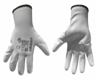 Ochranné rukavice bílé z pletené bavlny, polomáčené v PU,...