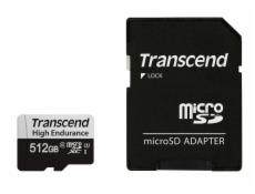 Transcend 512GB microSDXC 350V UHS-I U1 (Class 10) High Endurance paměťová karta, 95MB/s R, 45MB/s W