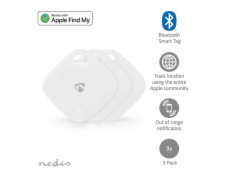 Nedis BTTAG10WT3 - Vyhledávač Klíčů Apple| | Napájení z baterie|3x CR2032 | BT 5.1 |výdrž baterie Až:1Rok| Bílál | 3Ks 