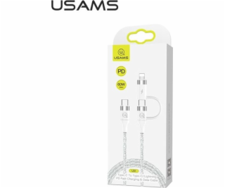 Usams USB-C – USB-C + Lightning kábel 1,2 m biely (63775-...