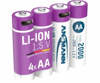 1x4 Ansmann Lithium Akku Mignon AA 1800mAh + Cable     13...