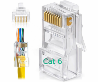 W-star Konektor UTP RJ45EZ Cat6 100ks pozlacený 6SLD pass...