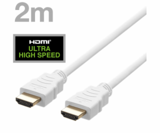 DELTACO Kábel HDMI 2.1 M/M 2m, 8K Ultra High, biel