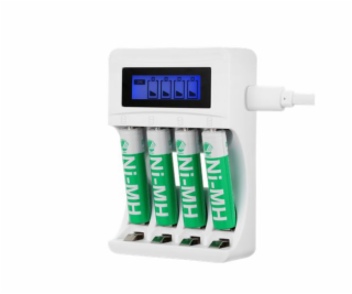 DELTACO C704A4, Nabíjačka batérií, USB + 4x AAA