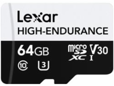 Lexar paměťová karta 64GB High-Endurance microSDHC/microSDXC™ UHS-I cards, (čtení/zápis:100/35MB/s) C10 A1 V30 U3