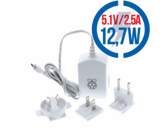 RASPBERRY USB adaptér pre Raspberry Pi 2,5A biely