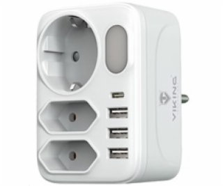 Síťový adaptér Viking AC34, rozbočovač, 7 výstupů