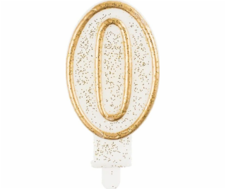 Svíčka GoDan Number se zlatým okrajem a třpytkami - 0 - 1...