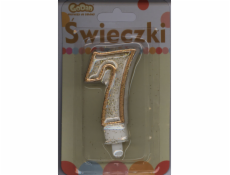Svíčka GoDan Number se zlatým okrajem a třpytkami - 7 - 1 ks univerzální
